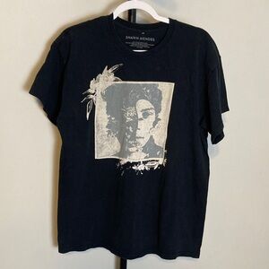 Shawn Mendes Black Graphic Concert Band  Crewneck T-Shirt Cotton Large